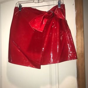 Red latex skirt